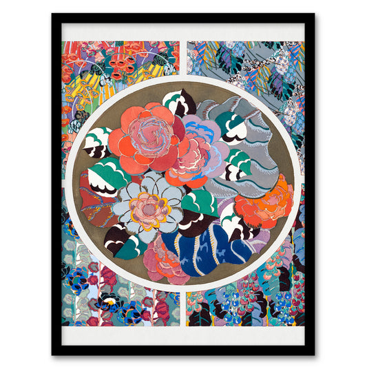 Edouard Benedictus Framed Wall Art Print Floral Art Deco Pattern Home Décor