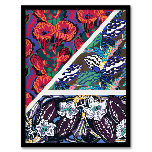 Edouard Benedictus Framed Wall Art Vintage Geometric Floral Motifs Home Décor