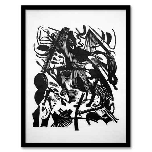 Franz Marc Framed Wall Art Birth of the Wolves Abstract Painting Home Décor