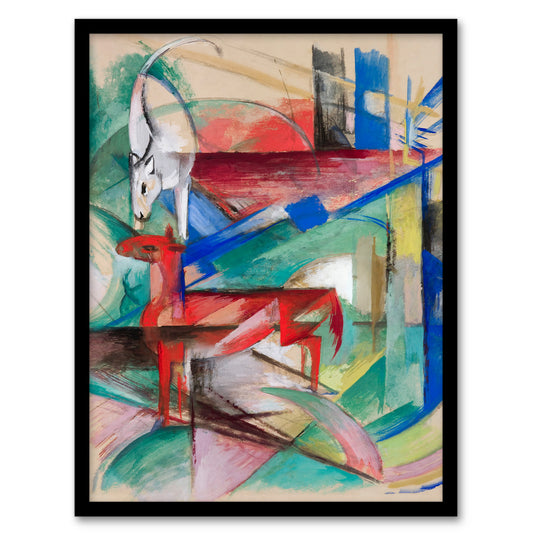 Franz Marc Framed Wall Art Landscape with Animals Abstract Painting Home Décor