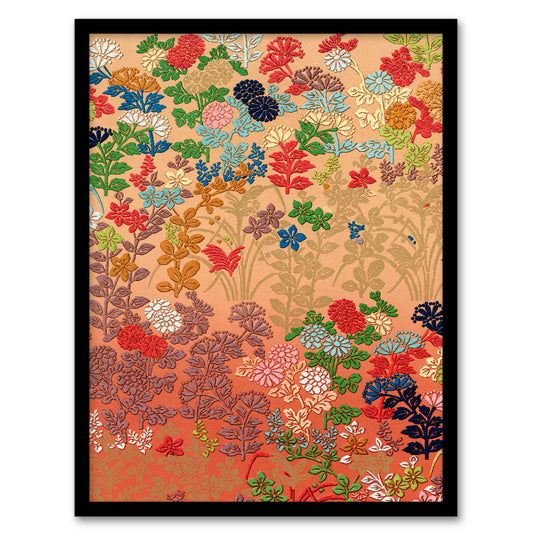 G A Audsley Framed Wall Art Print Vintage Floral Japanese Fan Pattern Home Décor