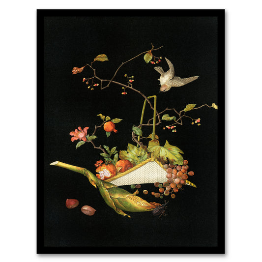 G A Audsley Framed Wall Art Vintage Stylised Still Life with Bird Home Décor