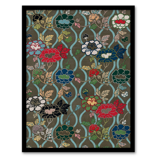 G A Audsley Framed Wall Art Print Vintage Japanese Floral Pattern Home Décor