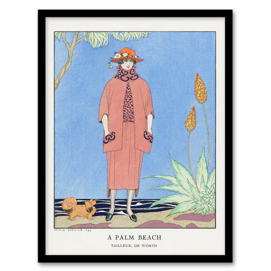 George Barbier Framed Wall Art A Palm Beach Vintage Fashion Advert Home Décor