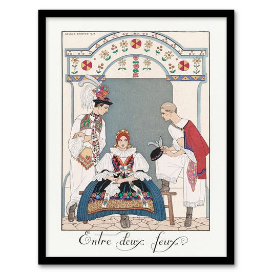 Barbier Framed Wall Art Between Two Flames Vintage Czech Fashion Home Décor