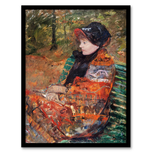 Mary Cassatt Framed Wall Art Print Autumn Portrait of Lydia in a Park Home Décor