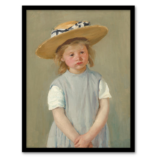Mary Cassatt Framed Wall Art Print Child in a Straw Hat Painting Home Décor