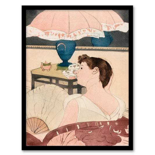 Mary Cassatt Framed Wall Art Print The Lamp Woman With Fan Painting Home Décor