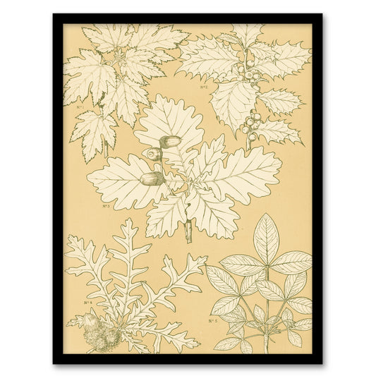 Owen Jones Framed Wall Art Oak Leaves and Acorns Vintage Botanical Home Décor