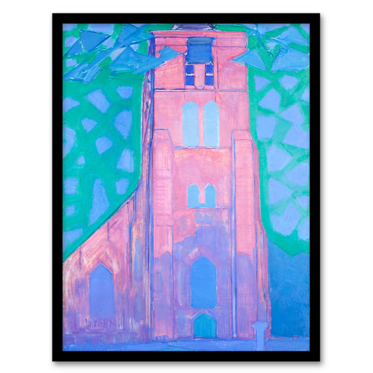 Mondrian Framed Wall Art Church Tower at Domburg Abstract Painting Home Décor