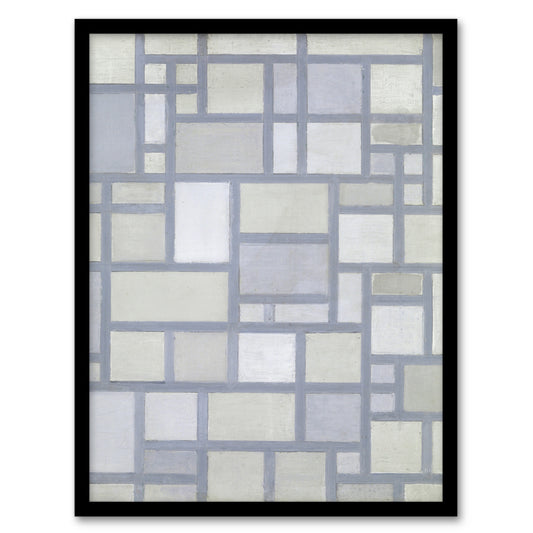 Piet Mondrian Framed Wall Art Abstract Composition with Gray lines Home Décor
