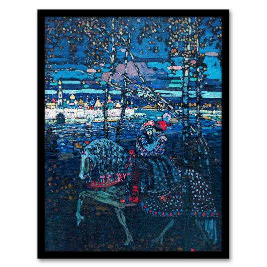 Wassily Kandinsky Framed Wall Art Riding Couple in Russian Cityscape Home Décor