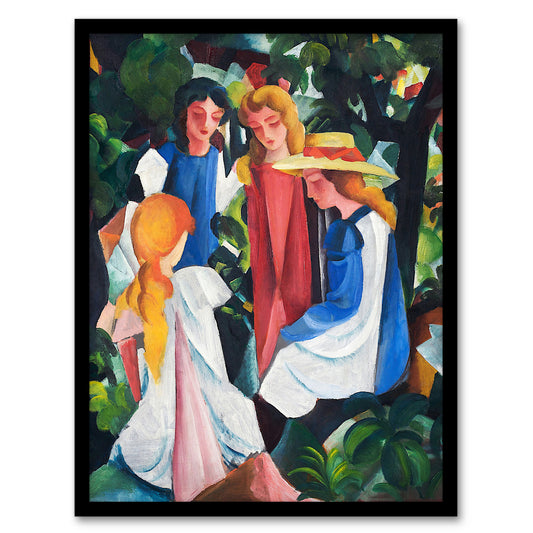 August Macke Four Girls Colourful Oil Painting Framed Wall Art Picture Print
