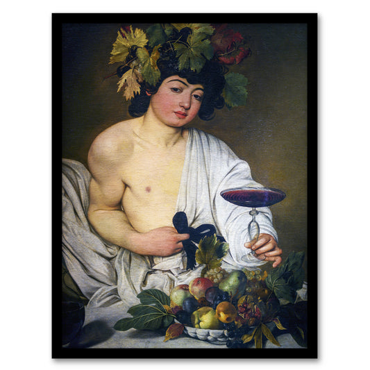 Caravaggio Bacchus Dionysus Portrait Oil Painting Framed Wall Art Print