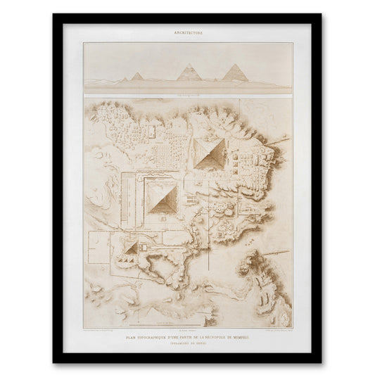 Prisse d'Avennes Giza Pyramids French Topographic Map Framed Wall Art Print
