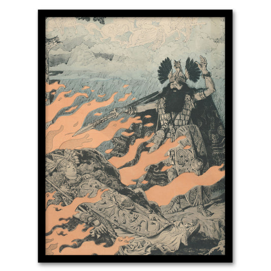 Eugene Grasset Poster for the Valkyrie Opera by Wagner Framed Wall Art Print