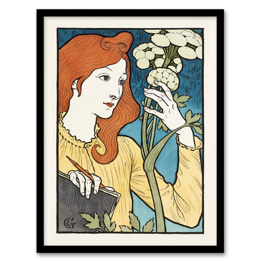 Eugene Grasset Salon des Cent Woman Drawing Flower Framed Wall Art Print