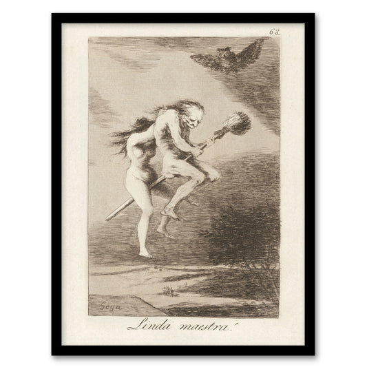 Francisco Goya Pretty Teacher Witches on Broomstick Framed Wall Art Print