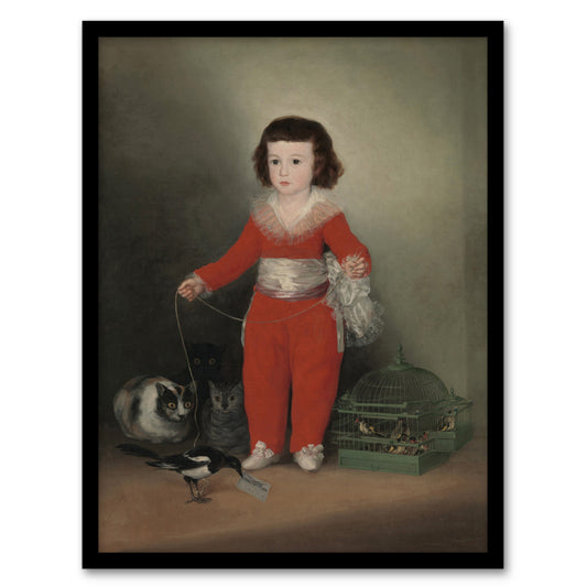 Francisco Goya Red Boy Manuel Portrait with Animals Framed Wall Art Print