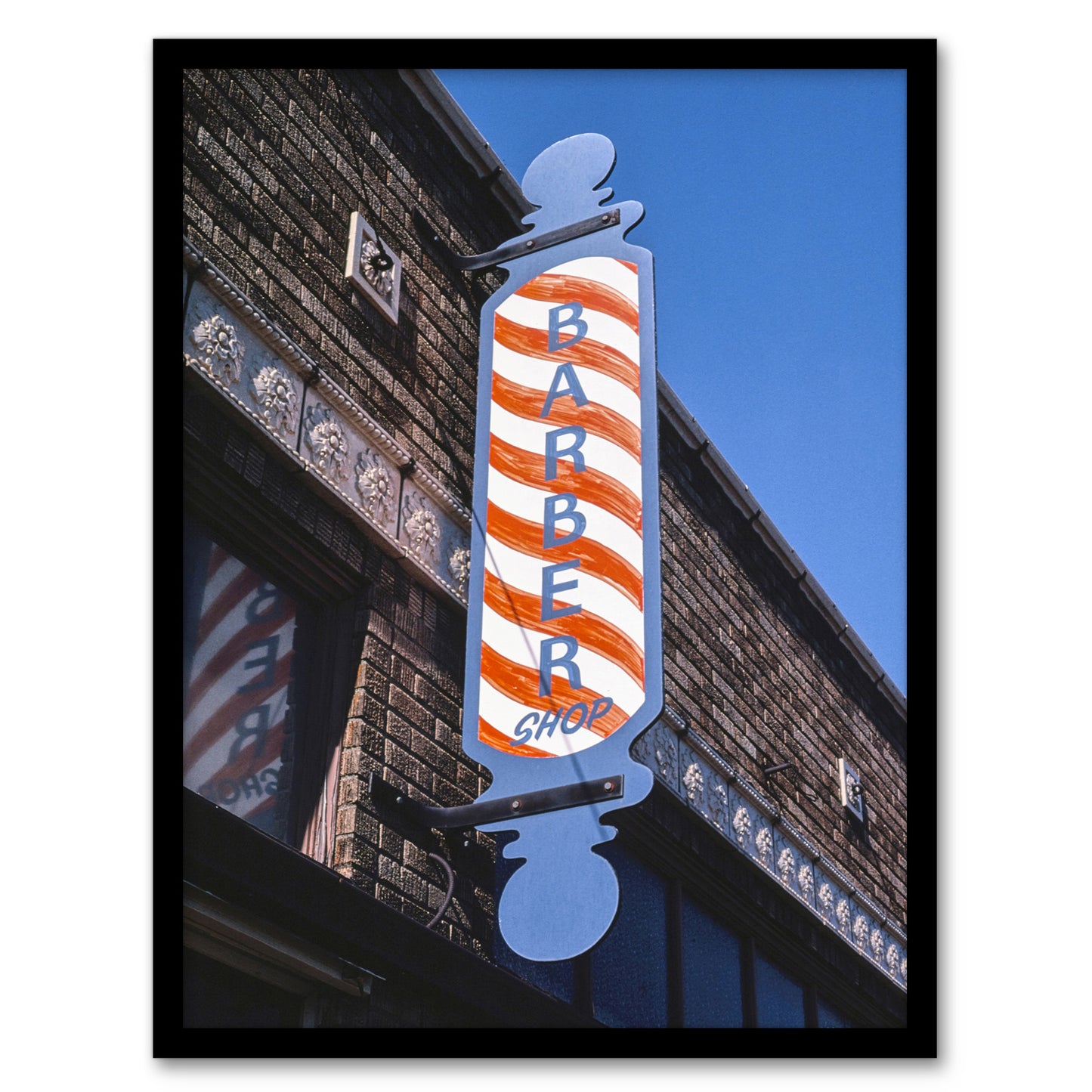 John Margolies Retro Barbershop Sign Photograph Framed Wall Art Picture Print