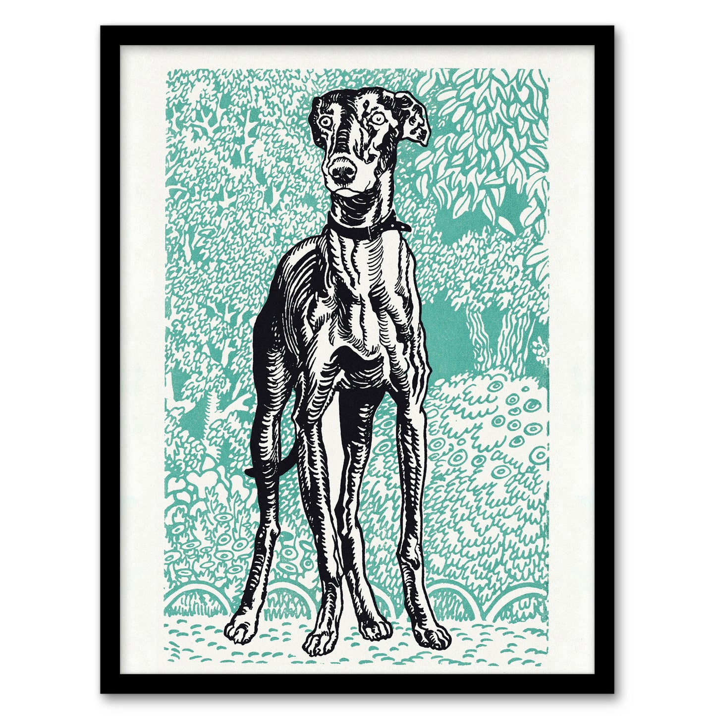 Moriz Jung Dog Lover Greyhound Animal Portrait Framed Wall Art Picture Print