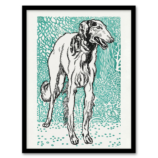 Moriz Jung Dog Lover Long Haired Greyhound Portrait Framed Wall Art Print
