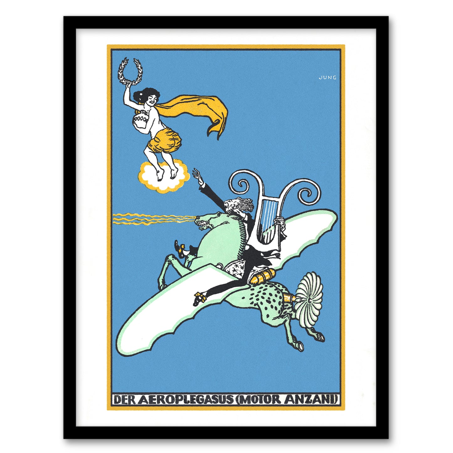 Moriz Jung The Aeroplegasus Anzani Engines Advert Framed Wall Art Print
