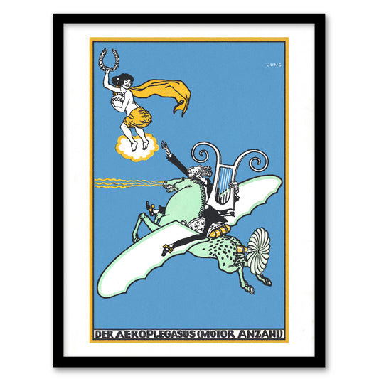 Moriz Jung The Aeroplegasus Anzani Engines Advert Framed Wall Art Print