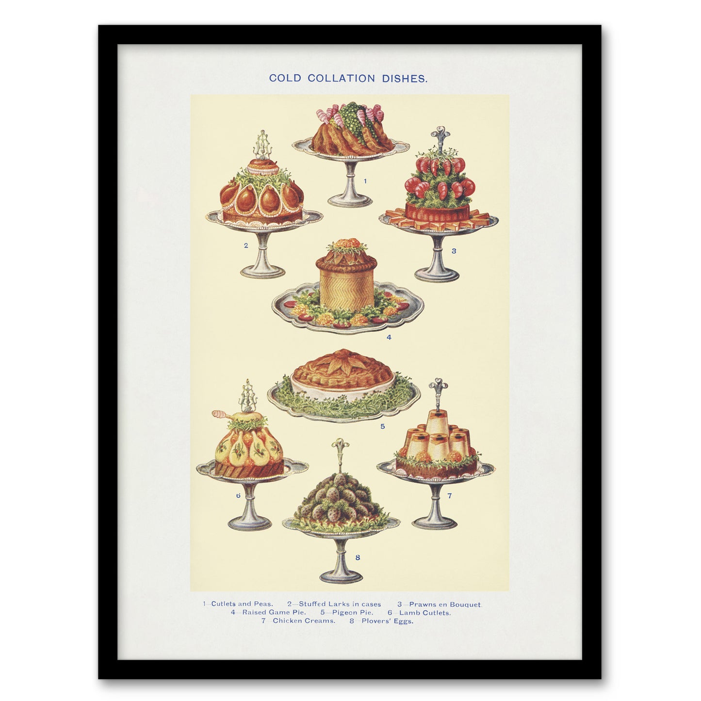 Mrs Beeton Household Management Cold Collation Dishes Framed Wall Art Print