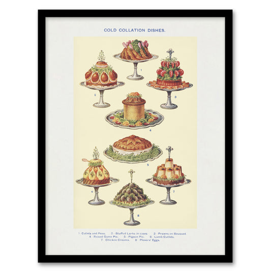 Mrs Beeton Household Management Cold Collation Dishes Framed Wall Art Print