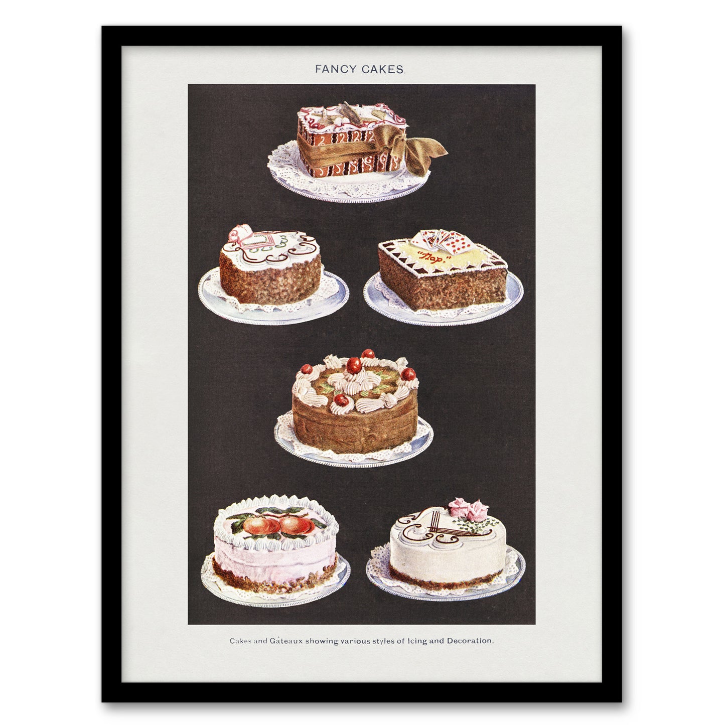 Mrs Beeton Household Management Fancy Cakes Framed Wall Art Picture Print