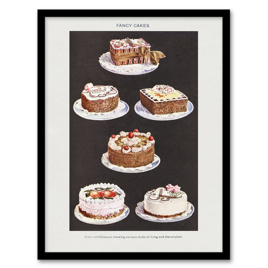 Mrs Beeton Household Management Fancy Cakes Framed Wall Art Picture Print
