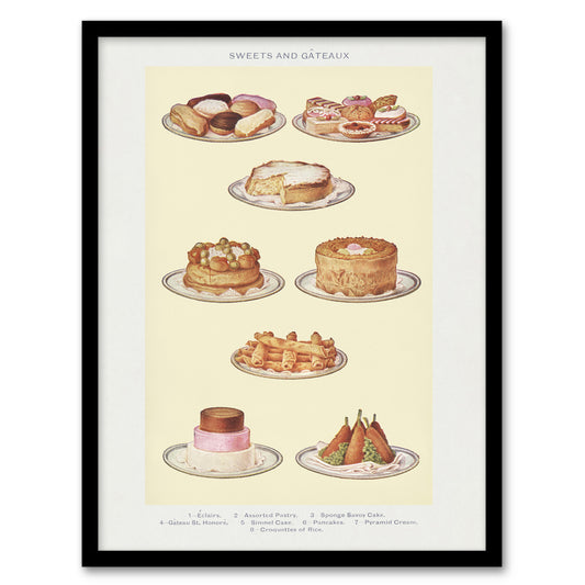 Mrs Beeton Household Management Sweets and Gateaux Framed Wall Art Print