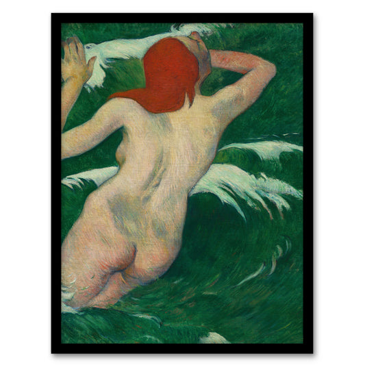 Paul Gauguin In the Waves Nude Oil Painting Framed Wall Art Picture Print