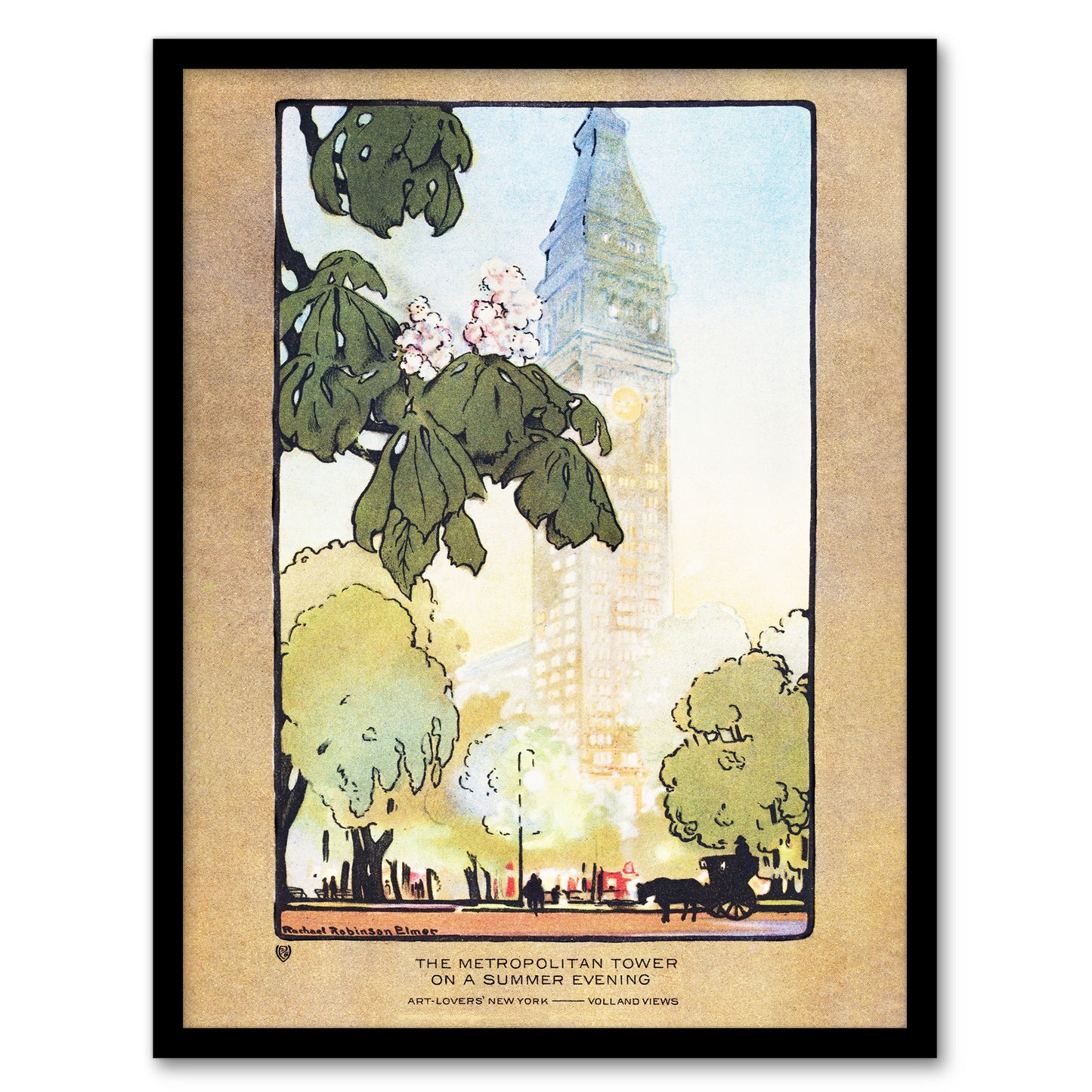 Rachael R Elmer Metropolitan Tower Vintage Postcard Framed Wall Art Print