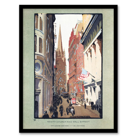 Rachael R Elmer Trinity Church and Wall Street Framed Wall Art Picture Print