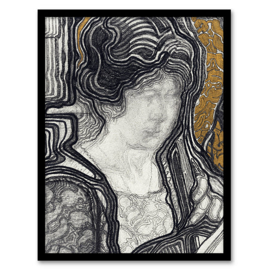 Reijer Stolk Woman Playing Cello Stylised Portrait Framed Wall Art Print