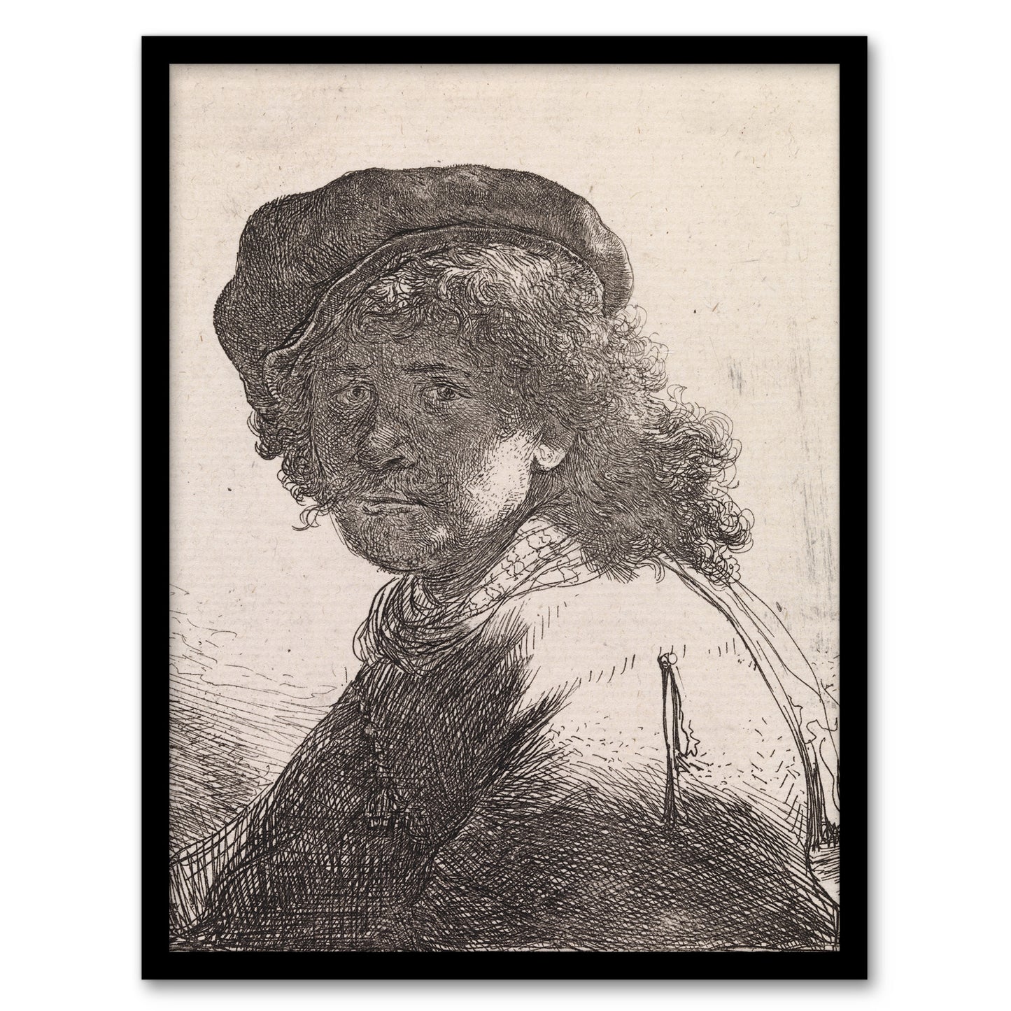 Rembrandt van Rijn Self Portrait in a Cap and Scarf Framed Wall Art Print