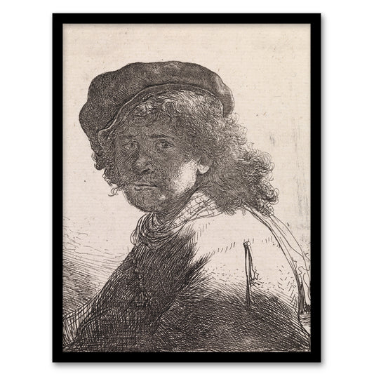 Rembrandt van Rijn Self Portrait in a Cap and Scarf Framed Wall Art Print