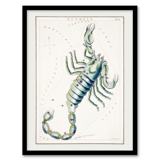 Sidney Hall Astronomical Chart Illustration of Scorpio Framed Wall Art Print