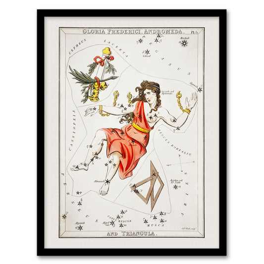 Sidney Hall Vintage Andromeda Constellation Illustration Framed Art Print