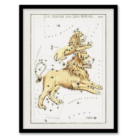 Sidney Hall Vintage Leo Constellation Illustration Framed Wall Art Print