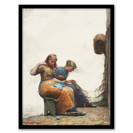 Winslow Homer Women Mending the Fishing Nets Framed Wall Art Picture Print