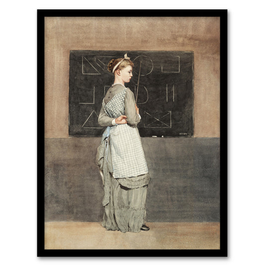 Winslow Homer Teacher with Blackboard Watercolour Framed Wall Art Print