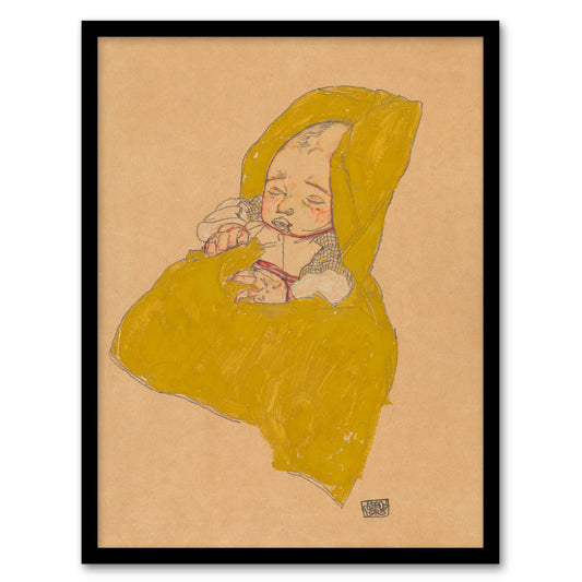 Egon Schiele Framed Wall Art Print Infant Portrait in a Changing Pad Home Décor