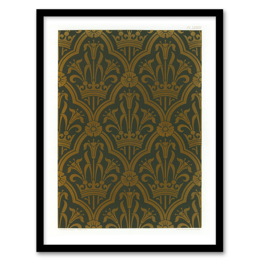 GA and MA Audsley Framed Wall Art Lily and Crown Art Deco Pattern Home Décor