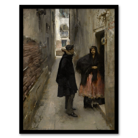 John Singer Sargent Framed Wall Art Print Narrow Street in Venice Home Décor