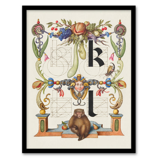 Model Book of Calligraphy Framed Wall Art Pictorial Letter Guide K and l