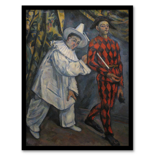 Paul Cezanne Framed Wall Art Mardi Gras Pierrot Clown and Harlequin Home Décor
