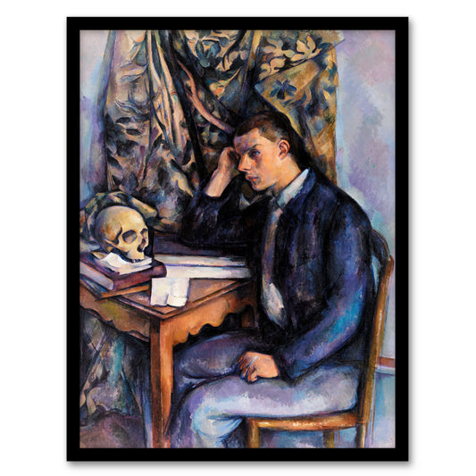 Paul Cezanne Framed Wall Art Young Man and Skull Portrait Painting Home Décor